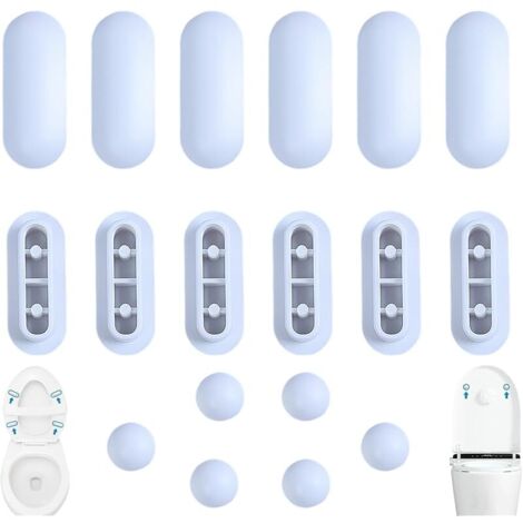 Tampons Pour Abattant De WC, Butées De Siège De Toilettes Pare-chocs De Rechange Pour Base De Toilette Ensemble De Tampons De Siège avec 12 Anneaux et 6 Couvercle Fixations Pour La Maison Le Bureau