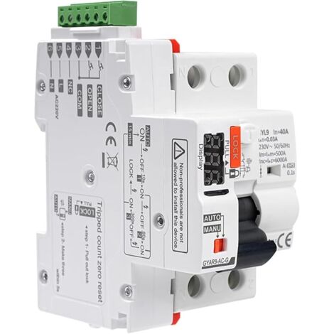 Disjoncteur différentiel 30ma Réactivation automatique RCCB type A Disjoncteur automatique avec affichage numérique 220V 2P Réactivation automatique disponible en mode automatique. (1/5)