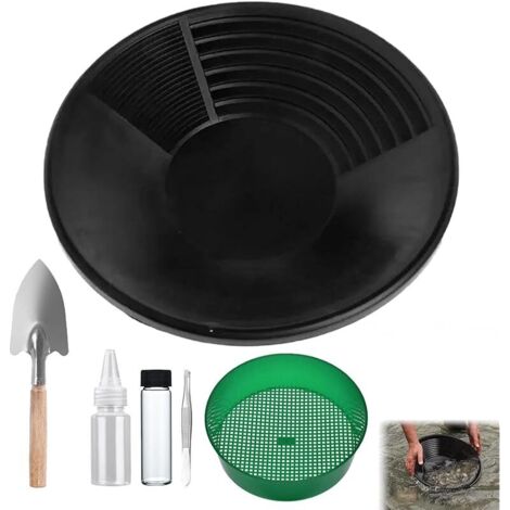 Kit Orpaillage,Plateau D'orpaillage en Plastique,Orpaillage,Batée D'or avec Tamis,Plateau D'orpaillage Portable pour L'extérieur,Équipement D'extraction D'or Accessoires 38 cm (1/5)