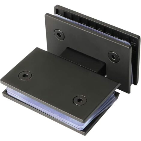 Charnière de Porte de Douche en Verre Connecteur Pliant de 180 Degrés Pince de Porte de Placard pour Salle de Bain, Adaptative de 8 à 12 mm, Noir Mat en Acier Inoxydable, EBL6600-B-FR