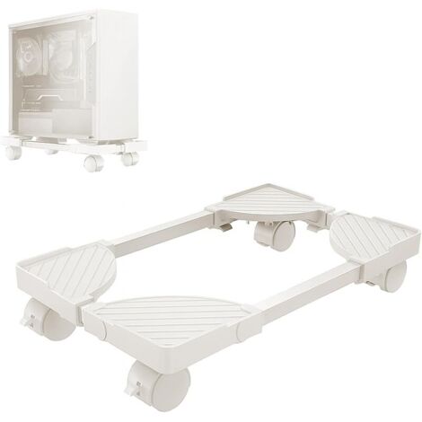 Support Tour PC sous Bureau: Support d'unité Centrale Mobile - PC Support CPU RéGlable de Grande Taille, Chariot Ordinateur avec roulettes (Blanc) (1/5)