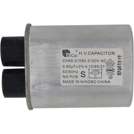 Condensateur haute tension universel pour micro-ondes CH85 2100 V AC H.V. 10/85/21 50/60 Hz sans PCB, VDE EN61270-1 (21085 0,85 uf) (1/5)