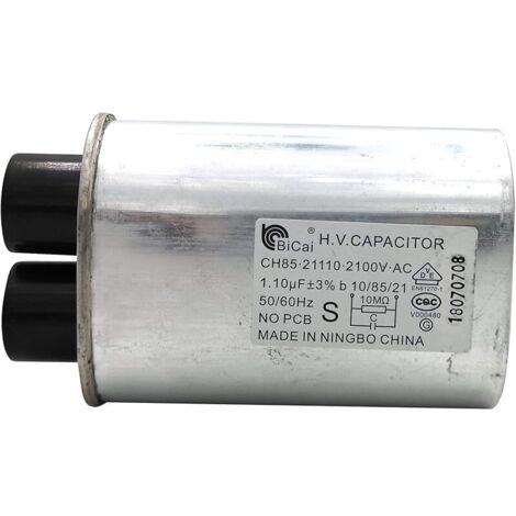 CQC & VDE Condensateur haute tension universel pour micro-ondes 1,10 uf ch85 21110 2100 V AC H.V. Condensateur 10/85/21 50/60 Hz sans PCB, VDE EN61270-1 (1/4)