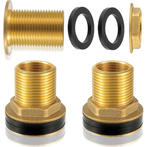 2 pièces traversée pour Baril de Pluie, Filetage intérieur Ø19 mm x Filetage extérieur Ø25 mm avec Joint, pour barils de Pluie, barils d'eau, réservoirs d'eau (1/5)