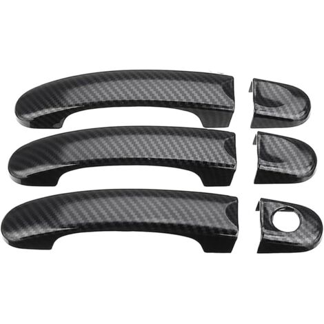 6Pcs Set Abs Carbon 3 Porte Poignées Couvre compatible avec VW Transporter T5 T6 Caddy compatible avec Vans (1/4)