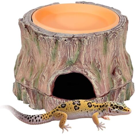 3 En 1 Reptile Hide Cave Reptile Refuge Avec Base Amovible Et Accessoires De Cache De Vaisselle D'Humidité Pour Petits Reptiles Gecko, Gecko LéOpard, LéZard, Serpent, Crabe (1/5)