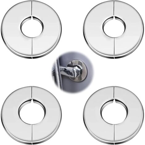 Lot de 4 couvercles de tuyau de chauffage, rosaces pour tubes argentés, rosace de recouvrement ronde en acier inoxydable pour trous muraux décoratifs pour tubes (diamètre intérieur 28 mm/35 mm)