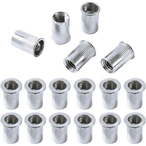 50 Pièces M5 Écrous à Sertir Filetés, Rivets Inserts Filetés en Acier Inoxydable à Tête Plate, Écrous à Riveter Aveugles pour Fixations en Métal (1/5)