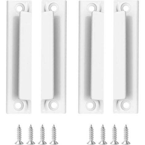 Lot de 4 Poignées de Porte de Balcon, Blanches Poignée de Porte Coulissante en Aluminium avec Vis, pour Fenêtres, Armoires et Tiroirs (1/5)