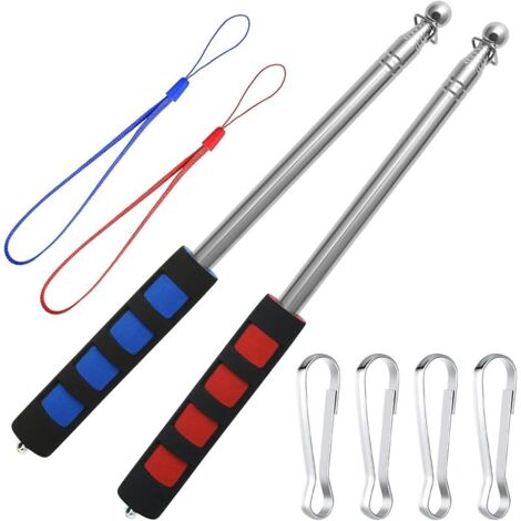 Lot de 2 Mât de Drapeau Télescopiques de 1,6 m, Mât Drapeau en Acier Inoxydable pour Festival, Mât Télescopique pour Enseignants et Guides de Voyage (1/5)