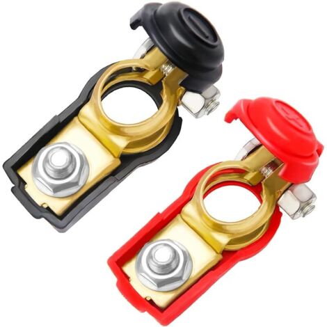 2 Pièces 12V/24V Connecteurs de Borne de Batterie de Voiture, Bornes de Batterie Rapide Libération, Clamp de Batterie Positive & Négative, pour Bateau, Camion, Voiture, Rouge et Noir (1/5)