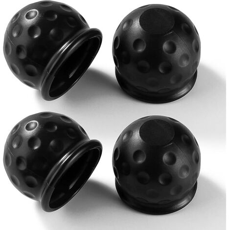 4 Pièces Cache Boule Attelage, 50mm Barre de Remorquage Boule Attelage Caoutchouc, Capuchon de Protection de Boule d'attache Remorque, pour Remorque, Camions, Voiture, Noir (1/5)