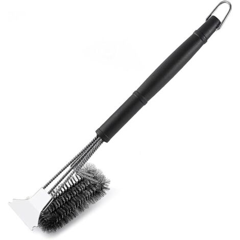 Barbecue Brush, Brosse Barbecue, 3 en 1 Brosse de Nettoyage pour Barbecue avec Racloir, PP Thermique Manche D'isolation Brosses à Barbecue, Sécurité Anti-brûlure pour Grillade Pique-Nique (1/5)