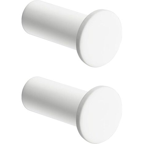 Crochets à Visser Patère Murale Ronde Longueur de 45MM, Crochets Muraux en Acier Inoxydable, Robuste Patère pour Salle de Bain Chambre Cuisine Entrée, Accroche Serviette, 2 Pcs Blanc