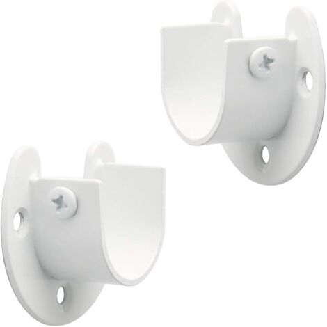 Support Tringle Rideaux Support Barre Penderie en Acier Inoxydable, Réglable Fixation Attache Tringle Rideau Dressing pour Tige de 24 à 29MM de Diamètre, 2 Pcs Blanc, EFL8001UW-2P (1/5)
