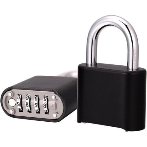 Lot de 2 cadenas à combinaison réinitialisable à 4 chiffres avec anse en acier trempé de 3,3 cm, convient pour l'école, la gym, la clôture de jardin, les moraillons, les abris de jardin et les (1/5)