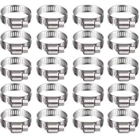 20 collier de serrage tuyau arrosage en acier inoxydable, collier serflex inox metal 10-16mm, serre flex serrage métallique pour d'engrenage conduits de carburant plomberie automobile piscine