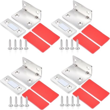 Lot de 4 loquets magnétiques ultra fins pour porte d'armoire - Aimants de tiroir adhésifs pour cuisine (1/5)