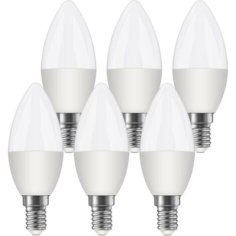 Ampoule LED E14 Type Bougie, Classe énergétique A, Ampoule LED Blanc Chaud E14 à économie d'énergie, 3000K, 2W, 470LM, Culot C37, équivalent à 40W, Angle de Diffusion de 330°, Non Dimmable, Lot de 6 (1/5)