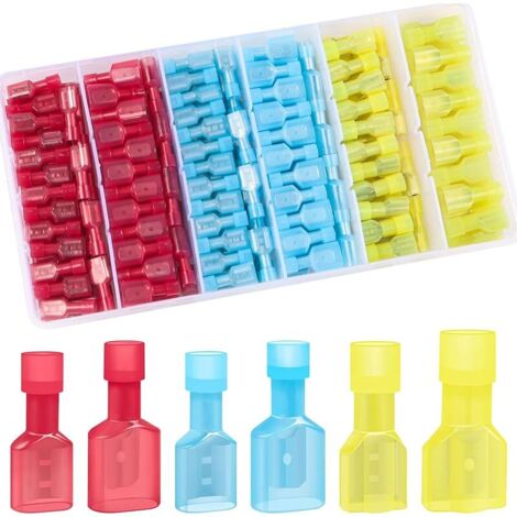 Lot de 200 cosses de câble 0,5-6,0 mm² en nylon - Connecteurs plats isolés pour voiture - Assortiment de cosses plates avec connecteurs (1/5)