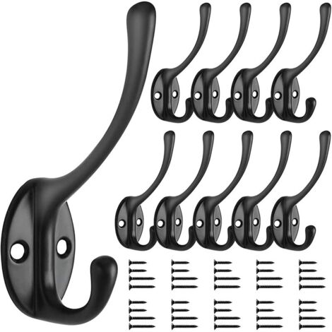 10 Pièces Crochet de Manteau Rétro Patère Porte Manteau Mural Vintage Crochet de Porte Métal pour Porte Manteau Salle de Bain Cuisine(Noir) (1/5)