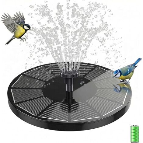 3,5W Fontaine Solaire pour Bassin, intégré 1500mAh Batterie avec 6 Buses, Fontaine Solaire Exterieure de Jardin Idéal pour Petit étang Salle de Bain d'oiseaux Fish Tank Décoration de Jardin (1/5)