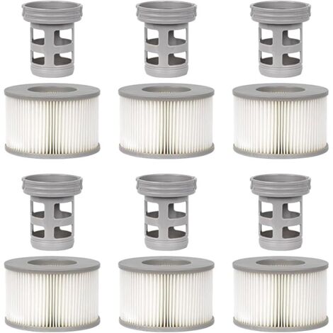 Lot de 6 Accessoires de Spa pour MSP, Comprend 6 adaptateurs de Base à Visser de Rechange, 6 filtres de Piscine gonflables à Ressorts Chauds, Filtre de Piscine de Type Spa ondulé (1/5)