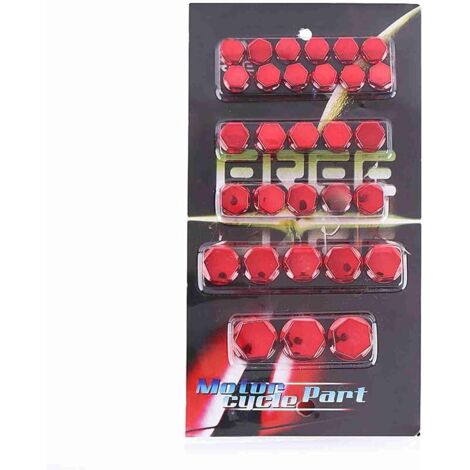 Ensemble de décoration de couvercle de capuchon de boulon d'écrou de vis de moto 30 pièces en plastique galvanisé de haute qualité antirouille ajustement universel pour (Rouge) (1/5)