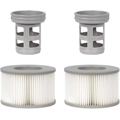 Lot de 2 Accessoires de Spa pour MSP, Comprend 2 adaptateurs de Base à Visser de Rechange, 2 filtres de Piscine gonflables à Ressort, Filtre de Piscine de Type Spa ondulé (1/5)