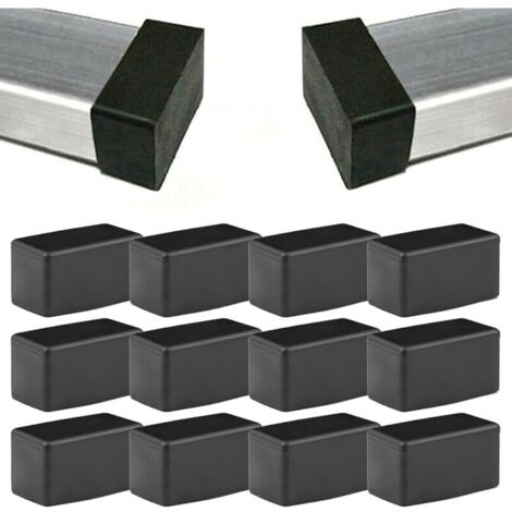 12PCS pour meubles, tampons en caoutchouc noirs rectangulaires pour pieds de meubles, protecteurs de sol pour pattes de chaise en caoutchouc pour planchers en bois (20x40mm)