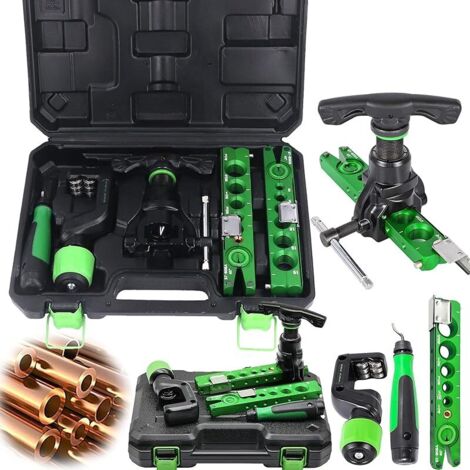 Outils D'évasement, Kit D'outils D'évasement 5 En 1 Outil D'évasement Conduite Frein Pour Tuyaux En Cuivre 1/4"-3/4" Et 6-19 Mm Outil D'évasement Excentrique 45° Avec Coupe-Tube Pour 5-32Mm Conduites