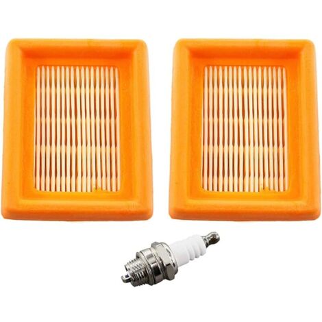 Lot de 2 filtres à air avec Bougie d'allumage pour Stihl FS120 FS200 FS250 FS300 FS350 FS400 FS450 FS480 BT120 BT121 BT130 débroussailleuse 4134 141 0300 (1/5)