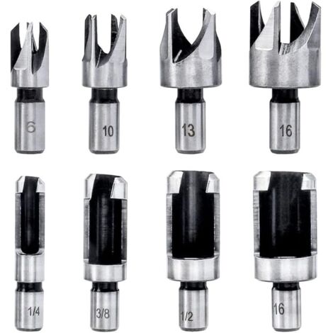 8 Pièces Fraises à Bouchonner Bois Mèche de Bouchon Bois en Acier au Carbone Foret à Griffe Outil de Coupe Wood Plug Cutter Drill Bits 6mm/10mm/13mm/16mm