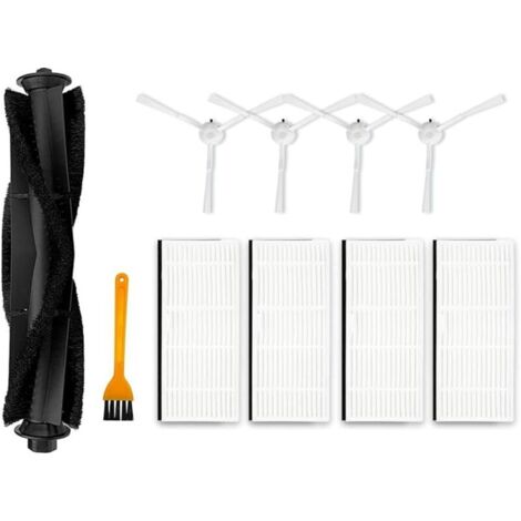 Lot de 10 pièces de rechange pour aspirateur robot pour Ultenic pour T10, 1 brosse principale + 4 filtres + 4 brosses latérales + 1 brosse de nettoyage (1/5)