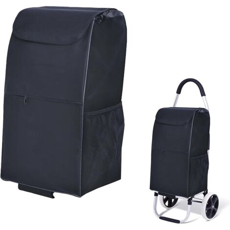 Sac De Panier, Sacs De Chariot Sac De Chariot De Courses Sac De Remplacement pour Chariot De Courses Pliable ImperméAble en Tissu Oxford Sac De Rangement 55x34x24cm Noir