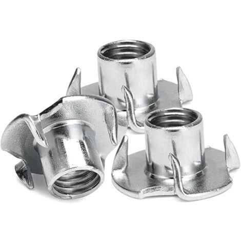100pcs Écrous à Griffes M6, T 4 Griffes Inserts Entraînement, Inserts pour Meubles et Bois