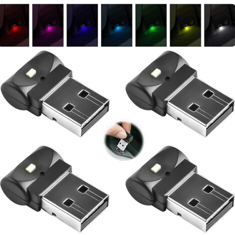 4 Pièces USB LED LumièRe D'Ambiance IntéRieure De Voiture, Mini Veilleuse LED Portable [7 Couleurs RéGlables], Kit D'éClairage D'Ambiance De Coffre D'Interface USB Enfichable (1/5)