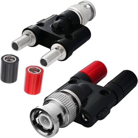 2 Pièces Prise Mâle BNC à 2x4mm Double Prise Banane Femelle Connecteur Adaptateur Post Audio de Liaison, Connexion d'Adaptateur de Séparateur Coaxial RF de Câble d'Oscilloscope en Plastique (1/5)