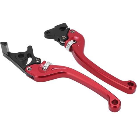 Leviers de frein et d'embrayage haute sensibilité, guidon de moto en alliage d'aluminium CNC, ajustement universel, accessoires durables de Style course (Rouge) (1/5)