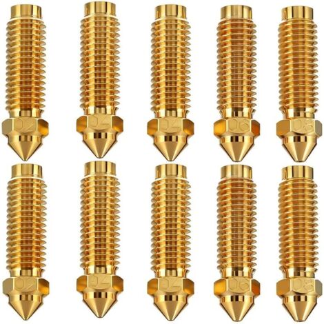 Lot de 10 buses en Laiton et acier trempé, 4 buses de 0,4 mm, 2 buses de 0,2 mm, 0,6 mm, 0,8 mm,Conductivité Thermique Supérieure et Résistantes à l'usure pour imprimante 3D Elegoo Centauri Carbon (1/5)