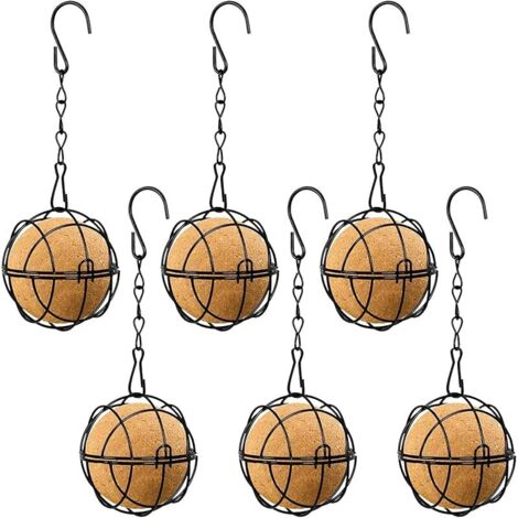 6PCS Mangeoire Oiseaux Sauvages Exterieur Suspendue, Nourrir Boules de Graisse Métal Cour Maison Jardin, Distributeur Nourriture Oiseaux Sphérique Petits Intérieur, Bird Feeder avec Crochets Forme S (1/5)