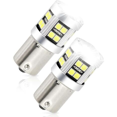 2Pcs 1156 Ba15s P21w Led Ampoule 5W 12V-24V, Super Brillant Blanc 7500K Ampoules Voiture, Lampe Led Feu de Recul, étanche Lampe pour RV, Feux De Recul, Bateau Camion Camping Car Feux de Jours