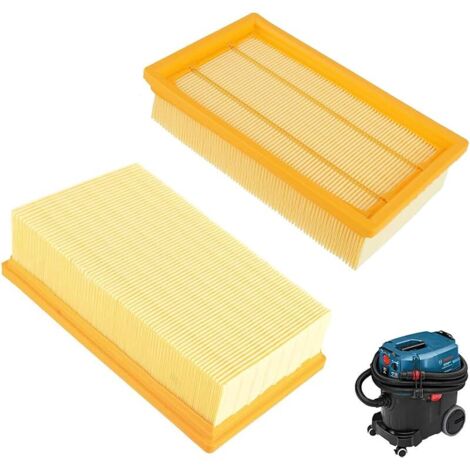 Lot de 2 filtres plats plissés pour aspirateurs Bosch GAS 35 L AFC, GAS 35 M AFC, GAS 55 M AFC et Kärcher NT25/1 Ap (1/5)