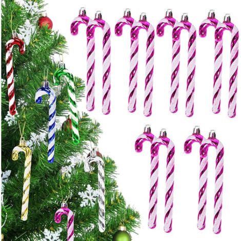Decoration Noel 12 Décorations Suspendues en Canne à Sucre pour La Maison, La Décoration Intérieure Et Extérieure, Cadeaux de Noël (Fuchsia) (1/5)