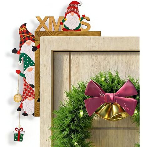 Décorations de Noël pour encadrements de Portes, Ornements festifs en Bois avec Autocollants circulaires, encadrements de Portes d'angle fantaisistes adaptés aux Murs, Portes et fenêtres (1/5)