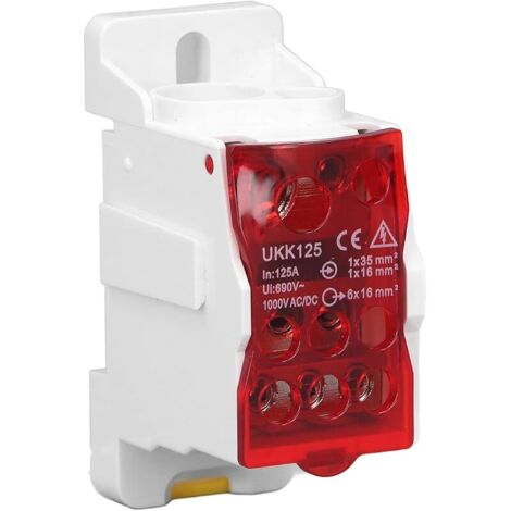 Bornier Electrique, UKK125 Bornier Rail DIN, Bloc de Jonction 690V, pour Armoires de Distributio Armoires Haute Tension (Rouge)