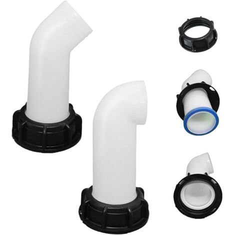 Vidange avec Ecrou IBC 1000L, Prolonger le Drainage Valve Accessories, Buse de Réservoir d'eau Raccord de Vanne Extension pour IBC Réservoir d'eau de Jardin, 60°+90°(2 PCS) (1/5)