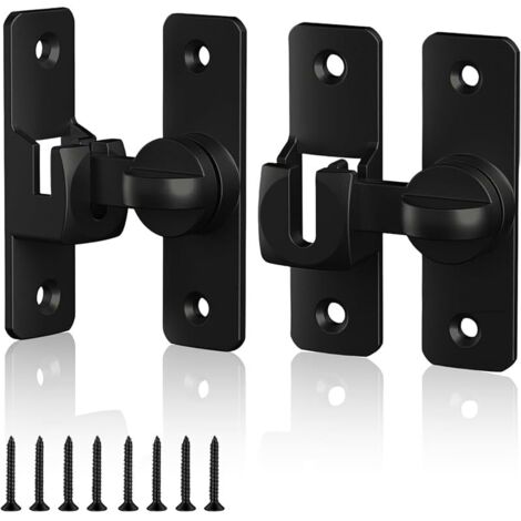 2 Paires Loquet Porte, 90°/180° Verrou Porte, Aluminium Verrou Porte Coulissante, Serrure Porte Coulissante avec 8 Vis, Noir, pour Portes, Fenêtres, Armoires (1/5)