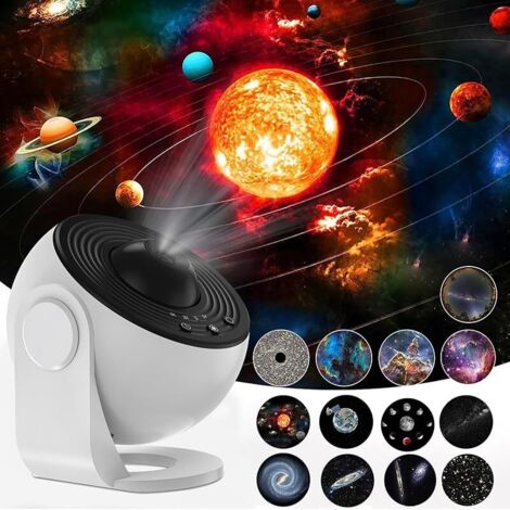 Projecteur d'étoiles, projecteur LED globe galaxie avec 13 disques de film, veilleuse ciel étoilé pour enfants et adultes, plafond, chambre à coucher, salon (noir et blanc) (1/5)