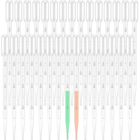 30 Pièces Pipette,Pipette Plastique,Pipette Graduée,Pipette de Transfert en Plastique,Compte-gouttes 3ml,Transparent,pour Transfert D'huiles Essentielles,Parfums,Liquides Divers (3ml) (1/5)